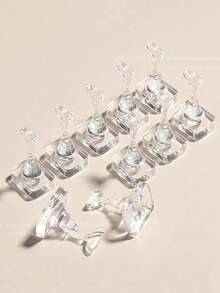 5个/10个装美甲支架，适用于按压式美甲，透明非磁性猫眼美甲架，亚克力美甲艺术展示设计用品，含美甲工具，适合DIY初学者家庭美甲沙龙使用。