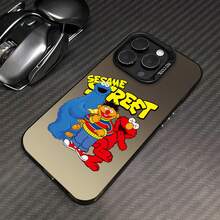 Personajes de Barrio Sésamo con ojos estilo . Esta elegante funda es compatible con iPhone 17, 16, 15, 14 Pro Max, 13, 12, 11, XR y XS Plus. Fabricada en TPU flexible, resistente a golpes y arañazos, ofrece una excelente protección contra caídas y un agarre cómodo. Es un regalo ideal para familiares, amigos y seres queridos, y una opción perfecta para festivales. - Negro - Ver 3