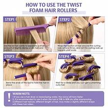 YQQ 30 Pcs 7'' Flexible Curling Rods Twist Foam Hair Rollers Soft Foam No Heat Hair Rods Rollers And 1 Steel Pintail Comb Rat Tail Comb For Women Long Short Hair Purple7 X 0.3 Inch2179 - 7x03英寸 - 查看 3