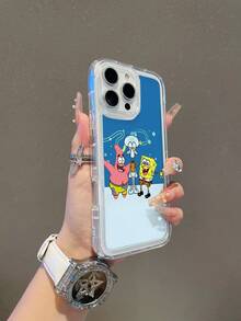 1pc Cartoon Funny SpongeBob Squarepants - Octopus Plankton Playing Pattern Shock-Proof Perforated Phone Case Cover Compatible With Samsung/Apple 17/16/15/14/13/12/11 Pro Max/12 Pro/14 Plus Etc. - Multicolor - View 5