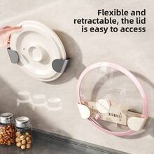 Adjustable Wall Mounted Pot Lid Rack, No Drilling Required Kitchen Wall Storage Rack, Adjustable Cutting Board & Dish Drainer