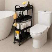 Carrito Organizador Delgado 4 Niveles con Ruedas, Estantería Estrecha para Espacios Reducidos de Hogar - Negro - Ver 3