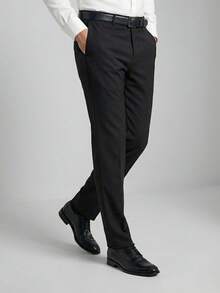 Men's 2-Piece Set - Men's Tailored Slim Fit Executive Polyester Dress Pants, Classic Formal, Lightweight And Stylish. - Đen và Xám nhạt - Xem 2