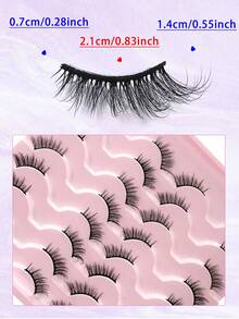 ENCHUW 16 Pairs Natural Half Eyelashes,Cat Eye Soft Stem Wispy Manga Lashes,Lightweight False Eyelashes - Black - View 2