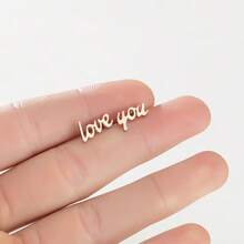 1 Pair "LOVE YOU" Letter Earrings, Fashionable And Personalized Letter Earrings, Minimalist Style, Letter Elements Suitable For Daily Commuting, Dating, Parties - GED466 - View 7