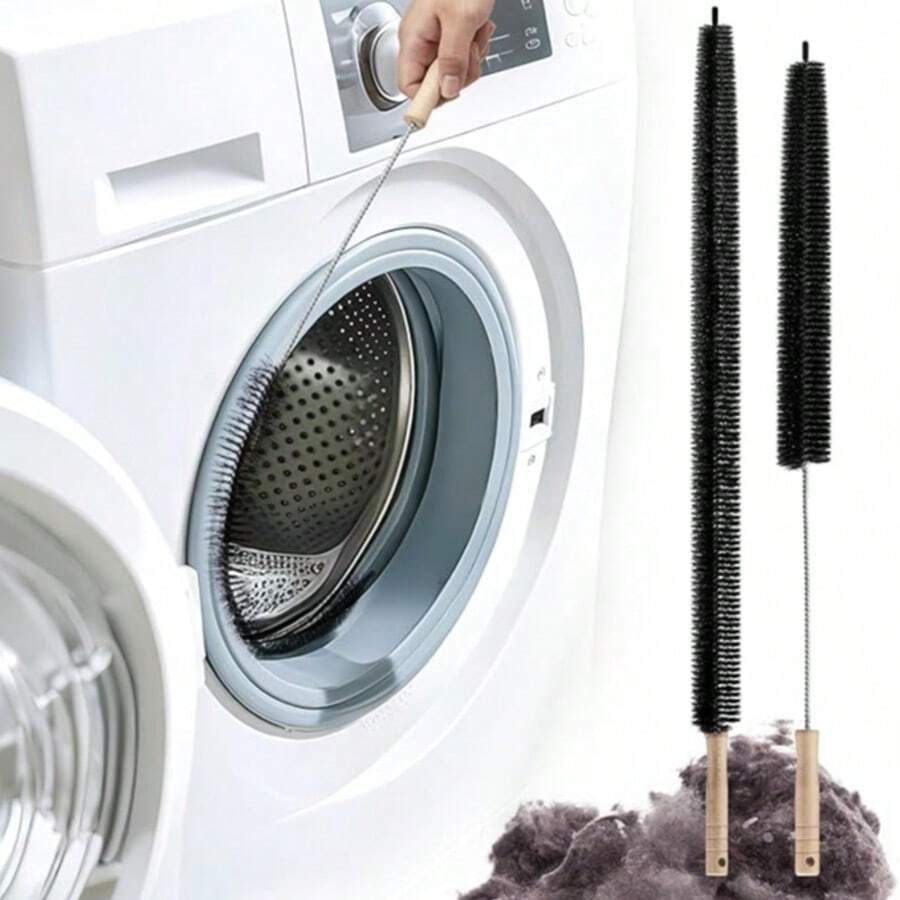 2pcs Multi-Functional Dryer Vent Cleaning Brush Set, Stainless Steel Dryer Vent Lint Brush, Manual Lint Brush, Long Handle Flexible Refrigerator Dryer Lint Remover Brush - Extended - View 1