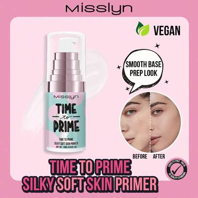 Misslyn TIME TO SILKY SOFT SKIN PRIMER 15ml,Face Makeup, Mattifying Makeup Base, Vegan & Cruelty-Free, Smooth And Flawless, Effectively Reduce Pores, Suitable For Long-Term Makeup Use, Smooth Skin & Long-Lasting Makeup, Fills In Pores & Fine Lines, Moisturizer, Brand Beauty Makeup, Face Paint Cosmetic, For Women & Girls, Perfect For Winter