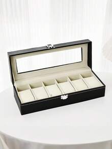 1pc Luxury Large Capacity Watch Storage Box, Watch & Bracelet Display Holder, Mechanical & Electronic Watch Storage Box. Elegant Black PU Leather Watch Case, Perfect Gift Display Box, Unisex Minimalist Watch Storage Box - Multicolor - View 16