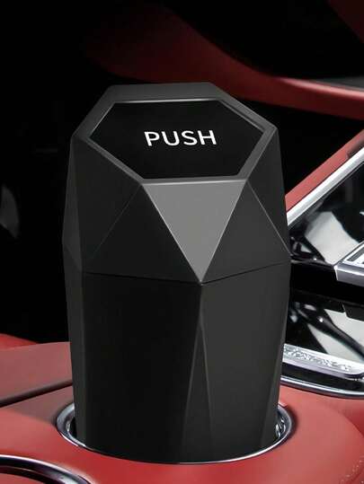 Universal Car Trash Can With Swing Lid, Cute Mini Auto Garbage Bin With Automatic Closing Design, Leak-Proof Compact Waste Container Keeps Car Interior Clean And Organized, Space-Saving Dashboard Or Door Storage Box, Practical Car Accessory For Daily Driving And Travel Use