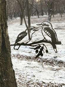 1件金属鸟形装饰品 - 创意户外花园庭院装饰，铁艺树枝艺术品，适合春季栅栏装饰 - 彩色 - 查看 8