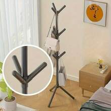 Modern Minimalist White Floor Coat Rack - Single Rod, Hat/Accessory Storage, Space-Saving Bedroom Organizer - 1 - Xem 3