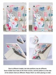 Hibiscus Flowers & Marine Life Pattern Tablet Case Compatible With IPad Air 11-Inch M3 2025 / M2 2024, IPad Air 5th Generation 2022 , IPad (A16) 11 Inch 11th Generation 2025,Compatible With Samsung Galaxy Tab,Kindle Paperwhite 12th Gen 2024, Clear Back ,Fashion Pattern Protective Case,Autlueomatic Sleep And Wake-Up Function, Airbag Protection, Suitable For Gifts And Office Use - Multicolor - View 7