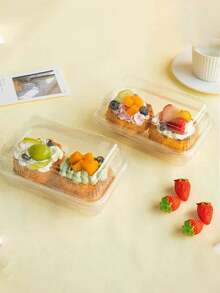 2pcs/Set Commercial Baking Fruit Tart Boxes, Sunflower Edge Tart Boxes, 10pcs - Transparent - View 3