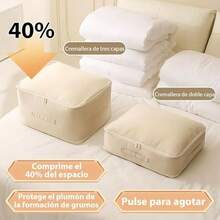 Organizador Autocomprimible UltracomprimibleBolsa de compresin que ahorra espacio, Bolsa de almacenamiento para chaquetas de plumaBolsa de almacenamiento de edredones de primera calidad(Beige, M) - medio+beige - Ver 4