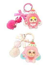 2pcs New Adult Unisex Big Ear Solid Plastic Keychain Key Ring Fashionable Cute Cartoon Accessory - Multicolor - View 15