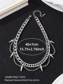 Women's Minimalist Hip-Hop Fashion Rivet/Cross/Skull Pendant Necklace (Gift Box Not Included) - Bright White - View 3