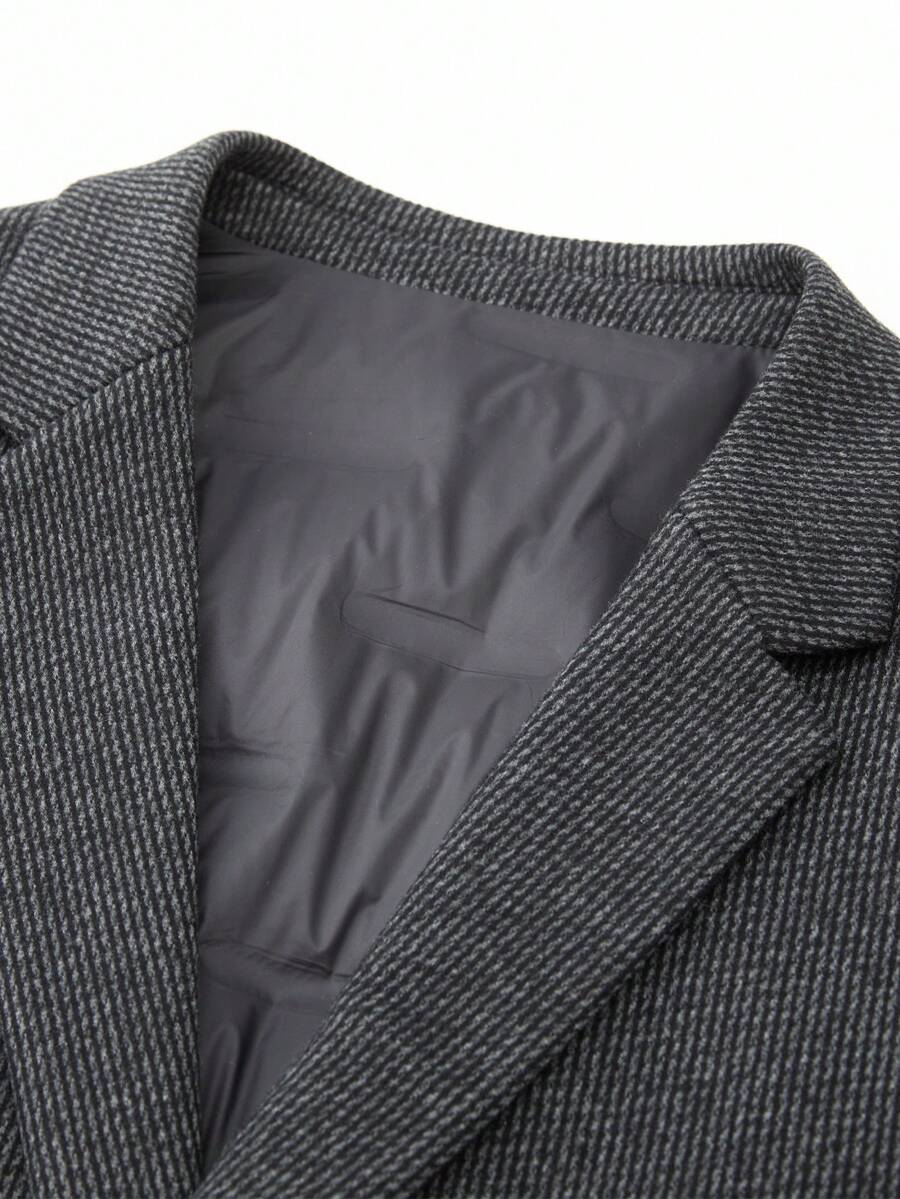 Tucano Men's Slim Fit Striped Business Suit, With Lining, Turndown Collar, Single-Breasted Design, Slim Fit, Suitable For Office Meetings, Daily Commute, Also An Essential Item For Business Casual Wear. - Grey - View 1