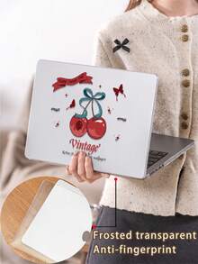 1 Piece, Retro Cherry Bow Pattern | Frosted Acrylic Ultra-Thin Laptop Case | Compatible With Air13 2025/Pro16 M3 M2 | Fingerprint-Resistant, Shockproof, And Heat Dissipation 3-In-1 | An Essential Protective Case For Office And Study - Multicolor - View 7