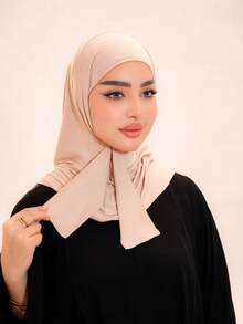 1pc Hijab Cap For Women, Middle Eastern/Arabic/Dubai/Turkish Muslim, Solid Color Classic Minimalist Fashion Casual Elegant Modest, Soft Modal Silk Blend Fabric, Comfortable Long Brim 2-In-1 Hijab Turban, Suitable For Daily Life, Festivals, Gatherings, Worship