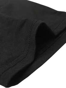 Men's Casual Letter Print Round Neck T-Shirt, Suitable For Work And Daily Wear - màu đen - Xem 5