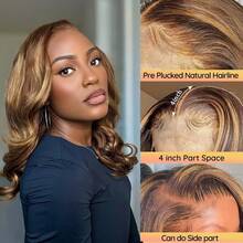 Honey Blonde Bob Wig Human Hair 16 Inch 13x4 Body Wave 4/27 Highlight Ombre HD Lace Front Wigs Human Hair Pre Plucked Glueless Lace Frontal Bob Wigs For Women - S4/27 - Xem 2
