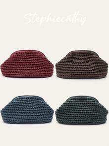 Women's Clutch Bag PU Vegan Leather Luxury Elegant Handmade Woven Ruched Clouds Handbag Long Metal Chain Shoulder Cross Body Purse Slouchy Casual Daily Travel Holiday Commute Vacation Versatile - Multicolor - View 1