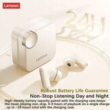 Lenovo Écouteurs sans fil EA266 à réduction de bruit active hybride : commande tactile à un bouton pour changer de mode, longue autonomie pour une utilisation avec les deux oreilles, appels haute définition, adaptés au travail de bureau, au sport et aux jeux. Noir. - Noir - Voir 6