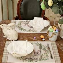 1/2/4/6/8/300 Pcs Luxury Placemat Set, Featuring Modern Minimalist Easter Bunny Pattern Design. Size: 12*18 Inches/30*45 Cm, Multiple Patterns Available, Suitable For Easter Dining And Home Decor. - Multicolor - View 20