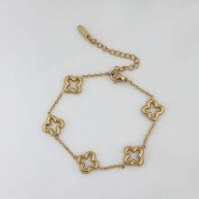 1件时尚简约优雅不锈钢个性化手链，不褪色，高品质，适合女性日常佩戴，送给朋友、女朋友的礼物 - 四葉草手鍊 - 查看 6