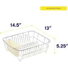 Dish Drying Rack & Cutlery Holder 2 Piece Set - Compact Sink-Fitting Dish Drainer With Rubberized Undercoating, Space-Saving Kitchen Organizer For Plates, Cups, Bowls & Utensils In Sink, Ivory,39981633 - 霧霾藍 - 查看 6