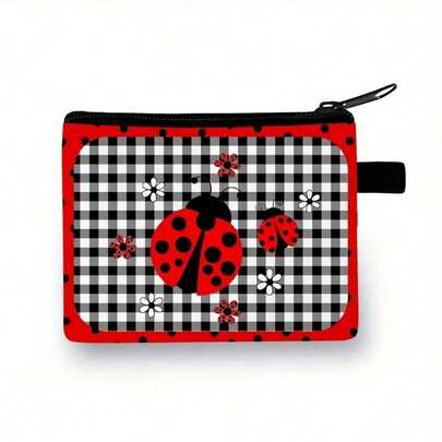 Women'S Cute Ladybug Print Wallet & Coin Purse - Red & Ladybug Design With Zipper Closure, Compact Everyday Carry For Cash, Credit Cards, Keys - Perfect Gift For Her, Cute Wallets
