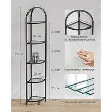 VASAGLE Estantería Esquinera de 5 Niveles Librería Estantería para Baño Soporte para Plantas Vidrio Templado Moderno para Salón Cocina Negro MLGT810B61 - Negro Clásico - Ver 3