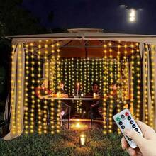 Luces de cortina de cadena LED alimentadas por USB con 8 modos, decoración de iluminación ambiental para el Día de San Valentín, Año Nuevo, boda, dormitorio, cumpleaños, fiesta, interior de ventana (control remoto no incluido) - Luz de cortina USB - Ver 7