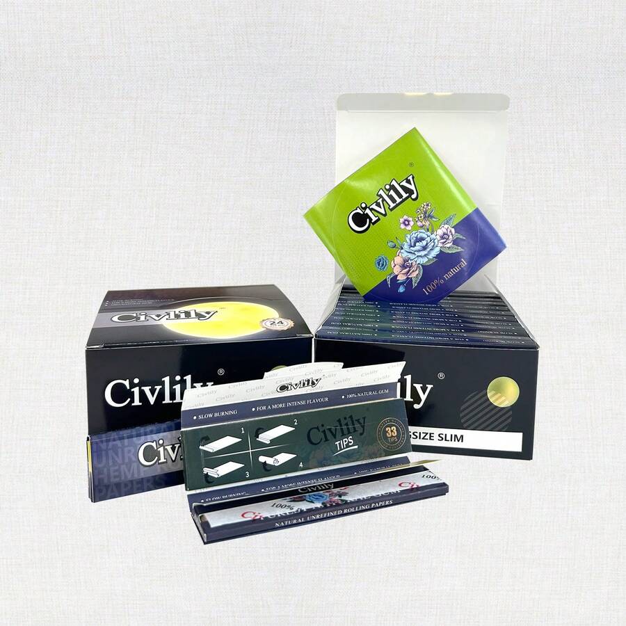 Civlily Galaxy Sun Rice Paper Hand Roll Paper Large Size 24 Books , Boxed Booklet Size: 12.5cm Long * 11.2cm Wide * 5.8cm High, Made Of Natural Wood Pulp Paper, Burns Evenly, High-Quality Ultra-Thin And Breathable, Easy To Carry, Perfect For Parties, New Year Gifts, Valentine's Day Presents, For Parents And Friends. - Camel - View 1