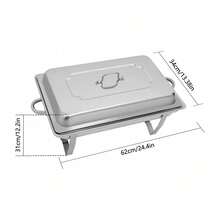 Rectangular Chafing Dish Set, 9L/2. 38Gal Stainless Steel Warming Container Food Warmer, Large Capacity Chafing Dish Buffet Set For Catering Buffet And Party - Silver - View 5