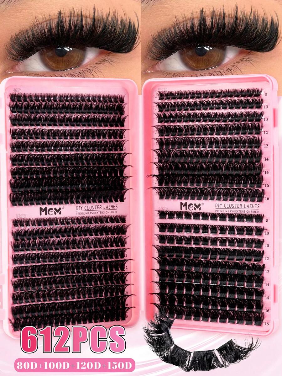 MEM 640/300pcs D-Curl Fluffy Eyelash Extensions Kit, High Capacity DIY Lash Extension Set, Suitable For Beginners, Long-Lasting And Durable, Mixed Single Lash Styles, DIY Lash Extension At Home For Charming Big Eyes Makeup. Large Capacity Lash Set, Convenient For Travel, Daily Wear (Suitable For Beginners), Weddings, Dates, Parties, Holidays, Especially Suitable As Christmas/Halloween/Holiday Gifts. - D - Xem 1