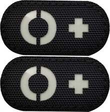 2 Pack Glow Dark Blood Type O Positive POS Reflective Patches, Emblem Tactical Morale Military Badges With Hook Loop Fastener Backing - ColorS - View 1