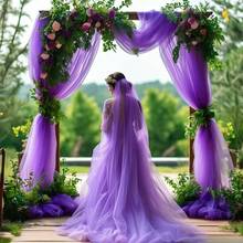 1件393英寸浅紫色薄纱面料,长款纯色薄纱窗帘,多用途派对背景,适用于婚礼拱门、家居装饰、婚礼拱门背景、婴儿派对装饰、紫色拱门面料、家居装饰、生日婚礼派对 - 紫色 - 查看 4