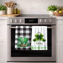 Bộ 2/4 khăn lau bát đĩa, in hình cỏ ba lá và mũ xanh, chất liệu microfiber mềm mại, thấm hút tốt, thích hợp làm quà tặng ngày lễ Thánh Patrick, trang trí, dùng trong nấu nướng và làm bánh, khăn lau bát đĩa, khăn lau nhà, khăn tay, trang trí nhà bếp, quà tặng cho hàng xóm, mẹ, sinh nhật, tân gia cho bạn bè. - Nhiều màu - Xem 2