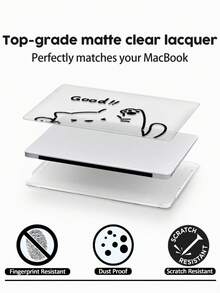 1 件装,卡通猫图案 | 磨砂亚克力超薄笔记本电脑保护套 | 兼容 Air13 2025/Pro16 M3 M2 | 集防指纹、防震、散热于一体 | 办公学习必备保护套 - 無色 - 查看 4