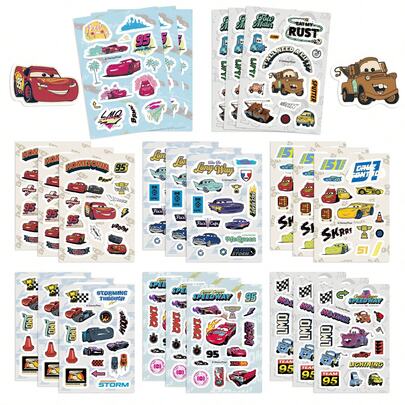 8pcs Disney Cars Themed Stickers, Cars Themed Party Favors, Cartoon Stickers, Mater Stickers, Sheriff Stickers, Waterproof Stickers For Books, Diaries, Phone Cases, Laptops, Tablets, Water Bottles, Suitable As Holiday, Birthday Gifts Or Rewards, Gift Decorations