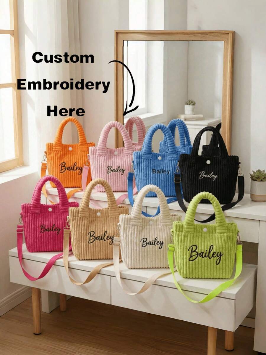 （可定制姓名）精美优雅多功能单肩斜挎水桶包，单肩包，斜挎包。采用厚实柔软的面料制成。多种颜色可选。理想的礼品之选。 - 彩色 - 查看 1