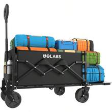 Collapsible Wagon Cart Max 350lb Load & Expandable Storage 100L, Double Bearing Design For Flexible Steering, Foldable Heavy Duty Garden Cart With 2 Cup Holders For Groceries, Garden & Camping - Black - View 1