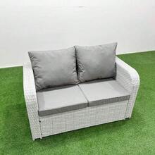 Fimous Rattan Sofa Set Outdoor Garden Furniture Set With Square Coffee Table Loveseat Sofa Side Table Light Grey - Light Grey - View 3