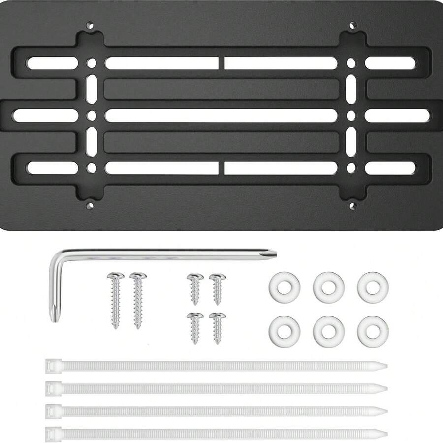 Front License Plate Bracket Kit - Universal 12x6 Inch Frame With Screws And Wrench For Vehicles - Black - View 1