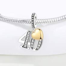 CYMYSS 1pc Fashionable Numeral Pendant, Silver-Plated Copper With Cubic Zirconia, Heart Accent, Birthday/Anniversary Gift For Women - Multicolor - View 5