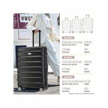 MERAX Hardshell Luggage Set 3 Piece Durable ABS+PC Travel Suitcase With Spinner Wheels For Men Women 20/24/28 Inch Black - Negro - Ver 3