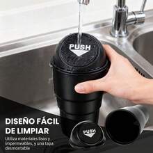 2 piezas bote de basura para carro con 2 rollos bolsas portátil cubo de basura para coche mini cubo de basura para coche con tapa accesorios para auto para mantener el automóvil limpio y ordenado - 300 ml - 19 x 10 x 22,4 cm - Ver 7