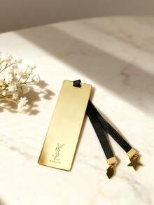 Yves Saint Laurent Metal Bookmarks With Golden Texture And Star/Heart Shaped Pendants, Fashionable Reading Essential - Gold - View 9