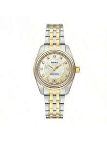 DOXA Women's Wrist Watch, Independent Window Display With Real Diamonds, Steel Strap, Exquisite And Compact Swiss Wristwatch D150TCM